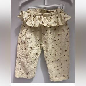 Floral Ruffle Kids Casual Pants - Cream